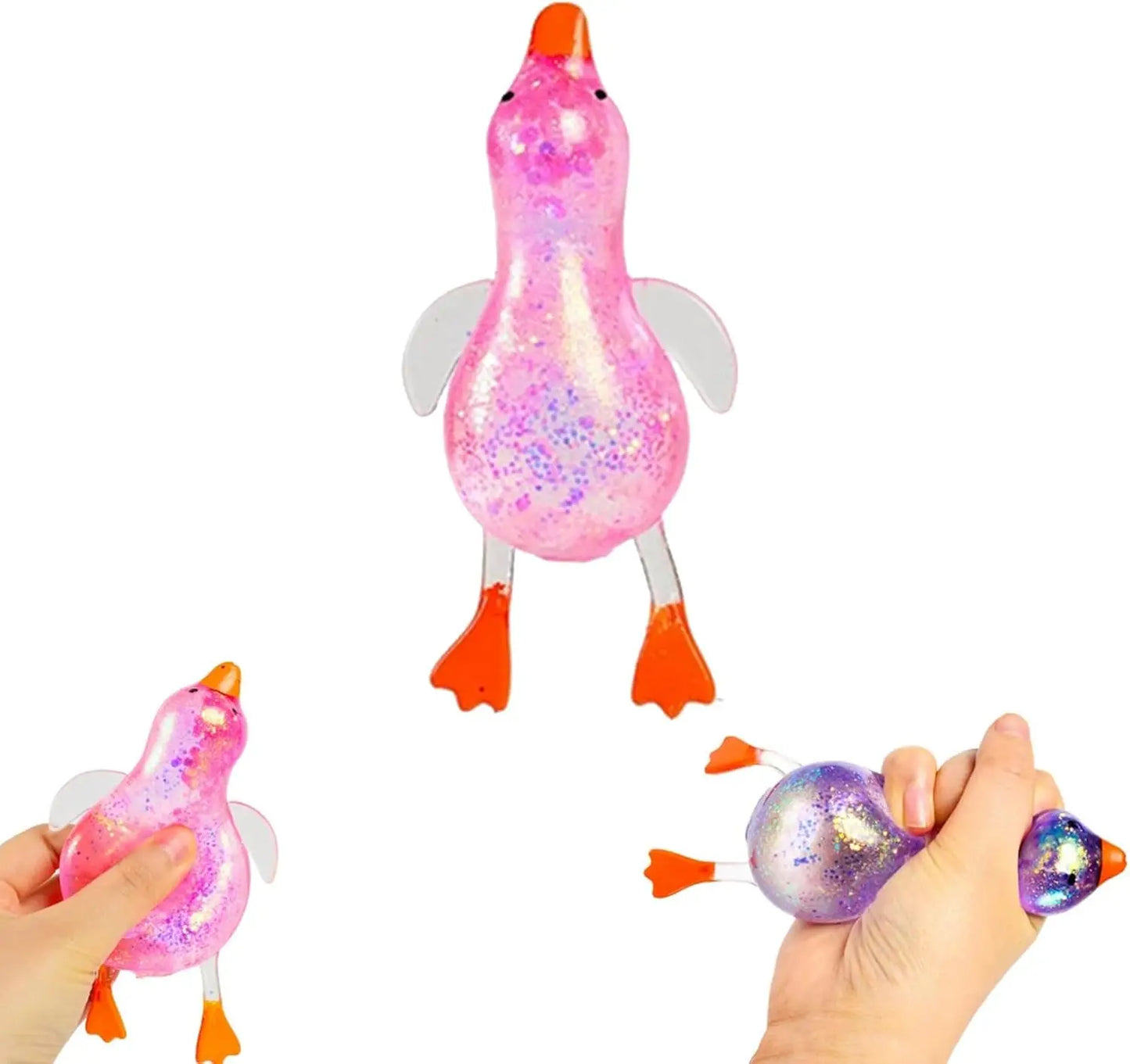 Cute Duck Squishy Sugar Stress Ball | Glitter Fidget Toy for Office Desk and Party Favors
