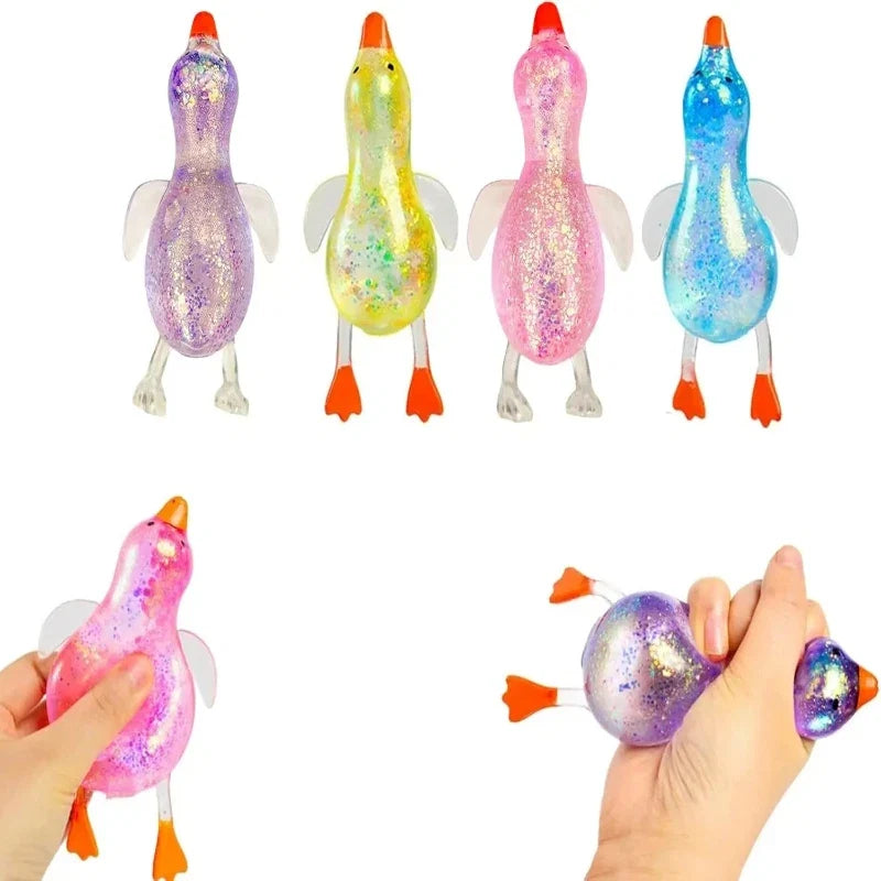 Cute Duck Squishy Sugar Stress Ball | Glitter Fidget Toy for Office Desk and Party Favors