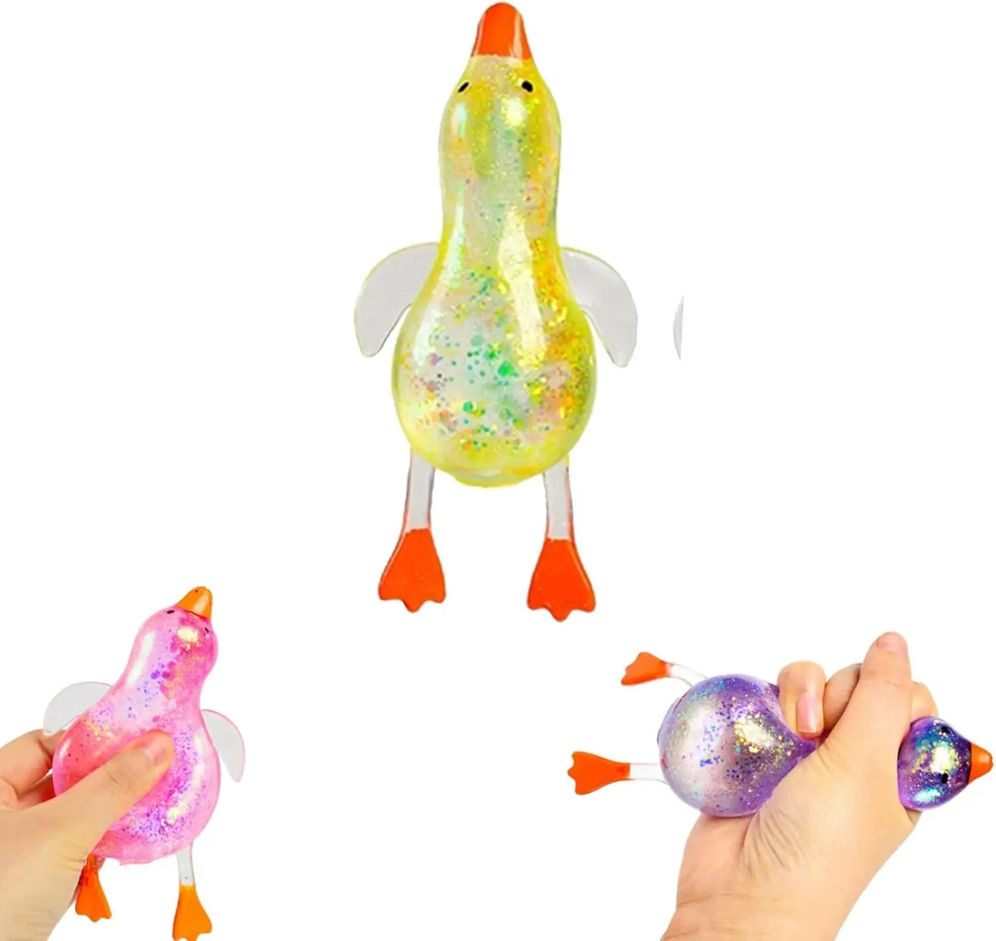 Cute Duck Squishy Sugar Stress Ball | Glitter Fidget Toy for Office Desk and Party Favors