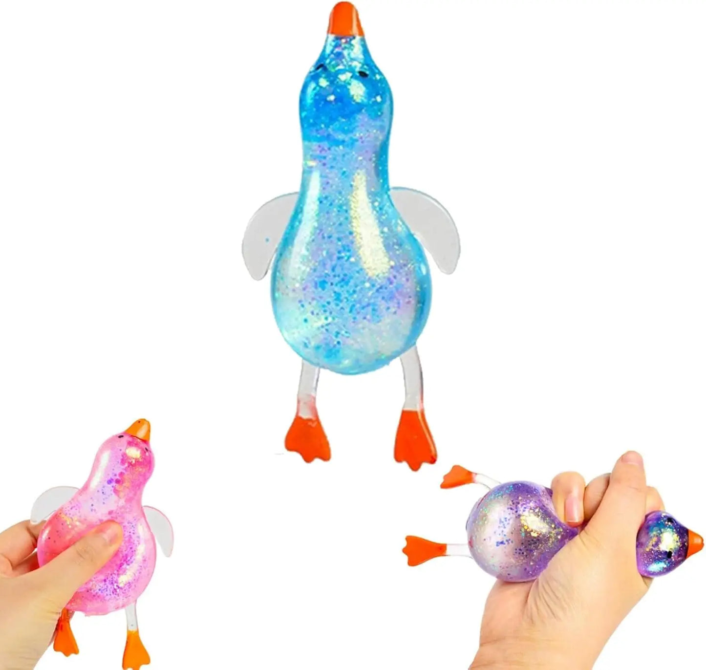 Cute Duck Squishy Sugar Stress Ball | Glitter Fidget Toy for Office Desk and Party Favors