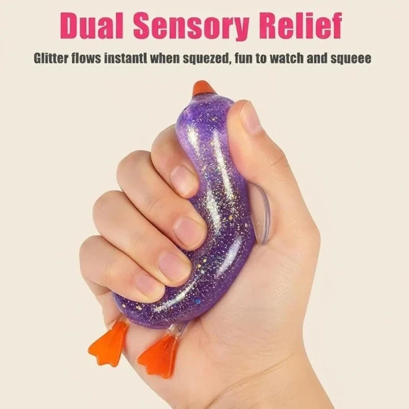 Cute Duck Squishy Sugar Stress Ball | Glitter Fidget Toy for Office Desk and Party Favors