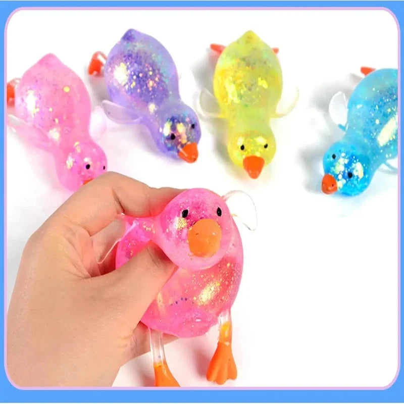 Cute Duck Squishy Sugar Stress Ball | Glitter Fidget Toy for Office Desk and Party Favors