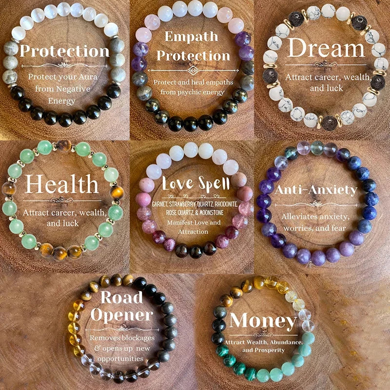 Intention Stone Bead Bracelet – Crystal Healing Jewelry
