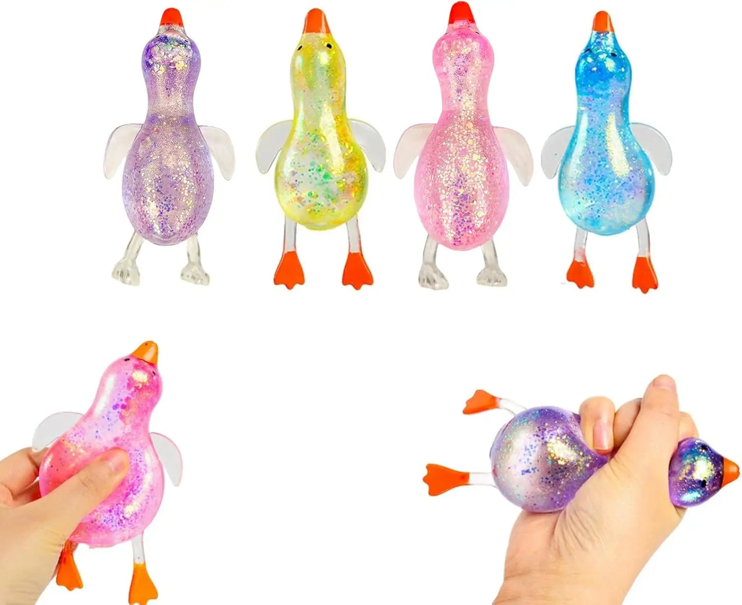 Cute Duck Squishy Sugar Stress Ball | Glitter Fidget Toy for Office Desk and Party Favors