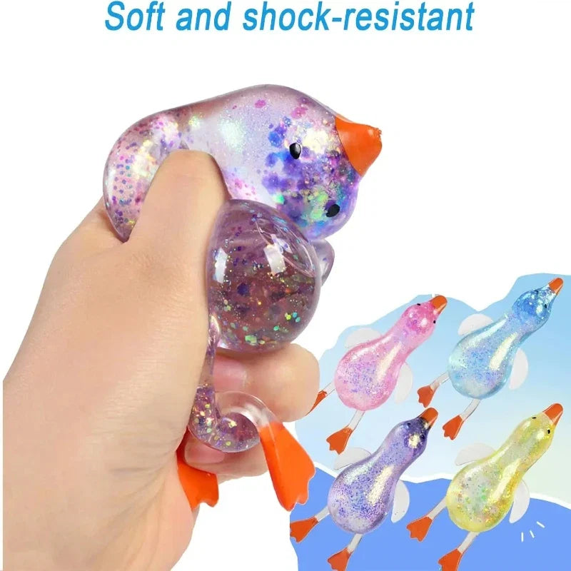 Cute Duck Squishy Sugar Stress Ball | Glitter Fidget Toy for Office Desk and Party Favors