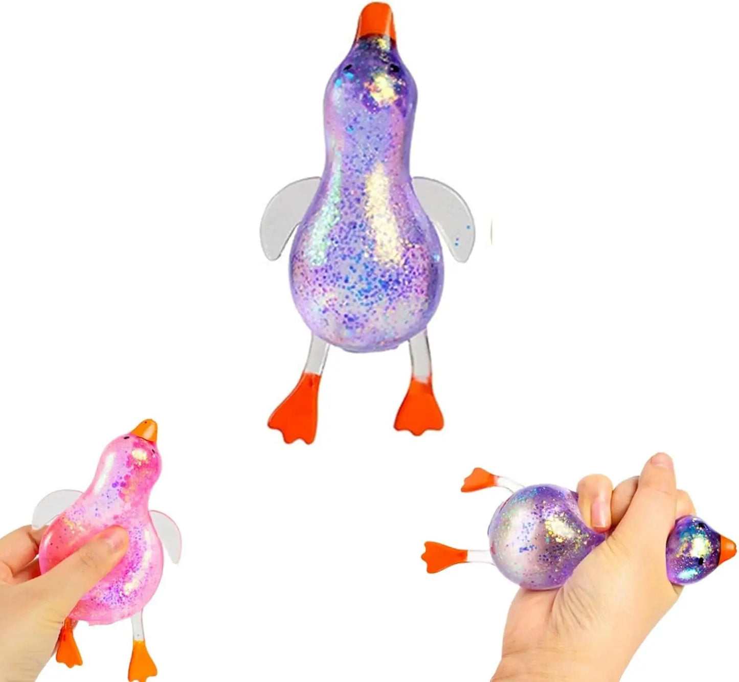 Cute Duck Squishy Sugar Stress Ball | Glitter Fidget Toy for Office Desk and Party Favors