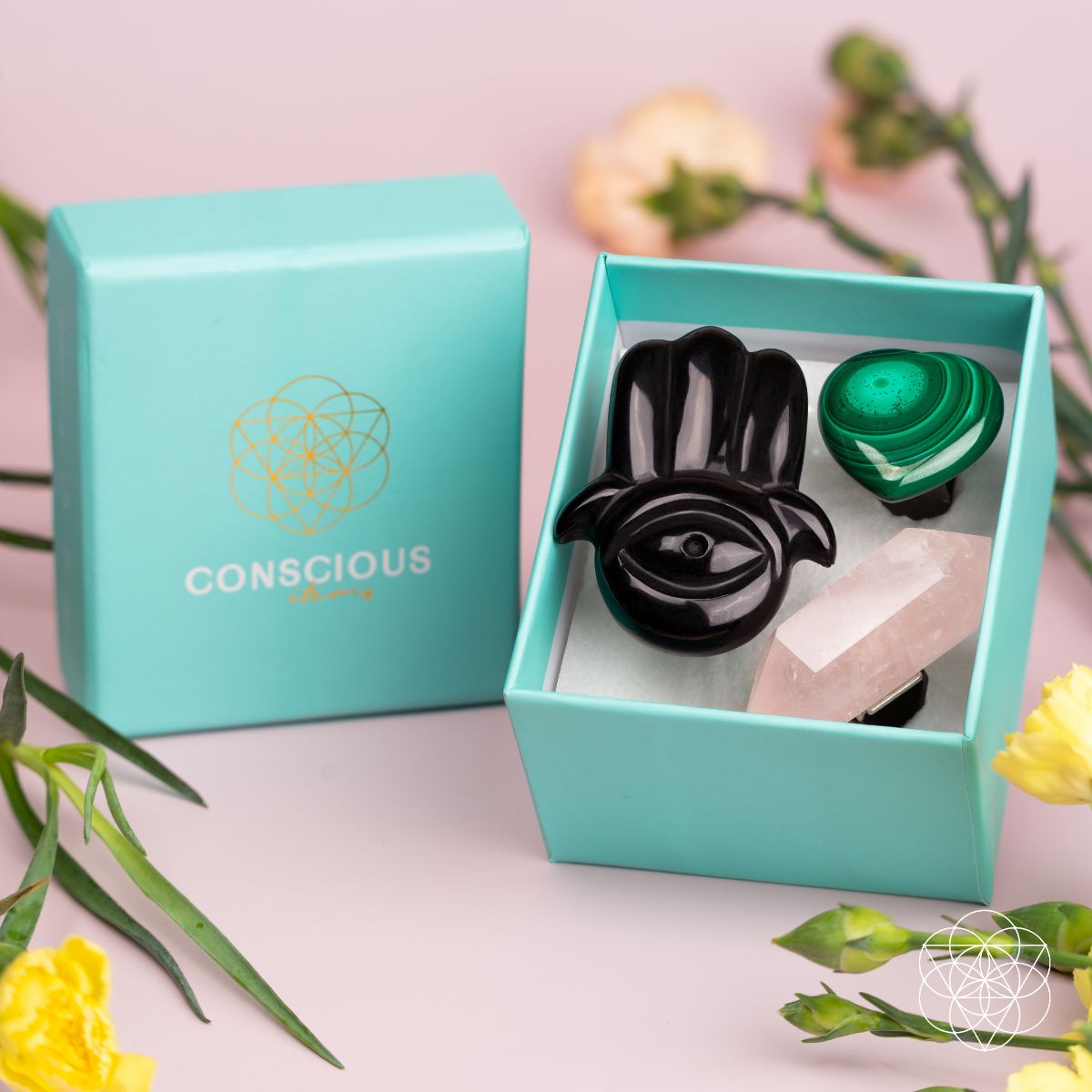 Hamsa Hand Aromatherapy Crystal Car Kit – Safe Travels