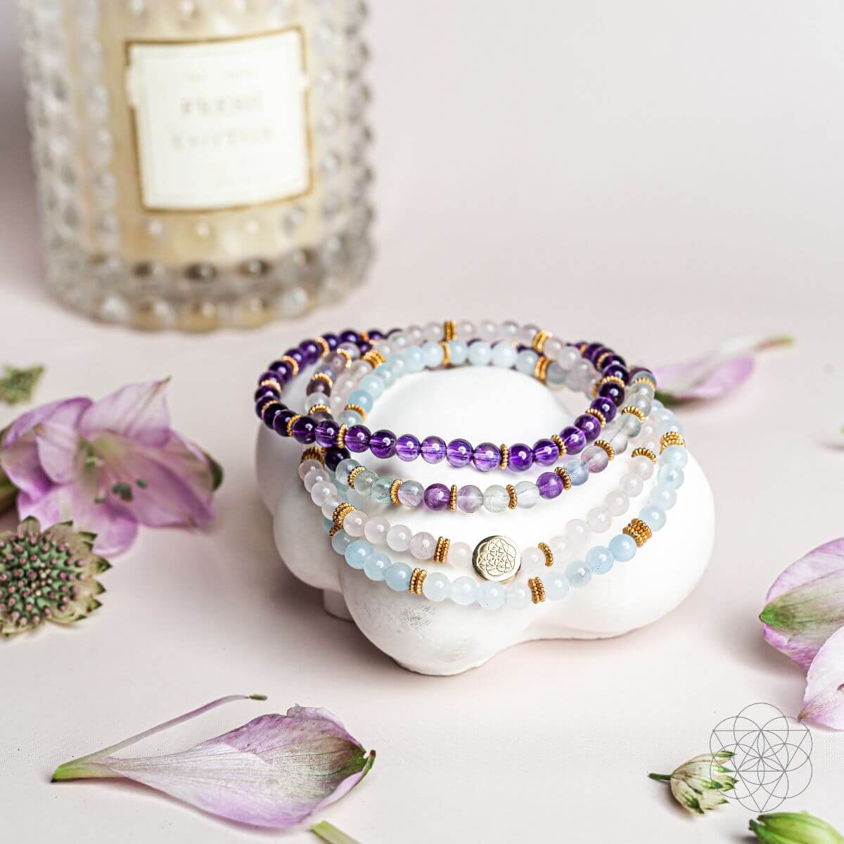 Anxiety-Free Crystal Bracelet Set of 4 – Soothing Calm