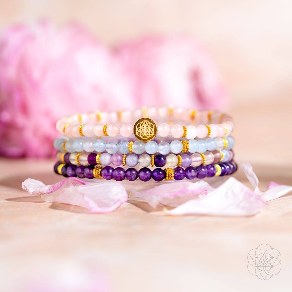 Anxiety-Free Crystal Bracelet Set of 4 – Soothing Calm