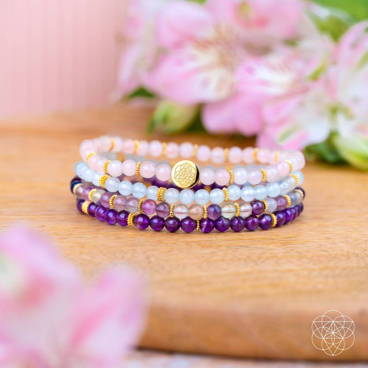 Anxiety-Free Crystal Bracelet Set of 4 – Soothing Calm