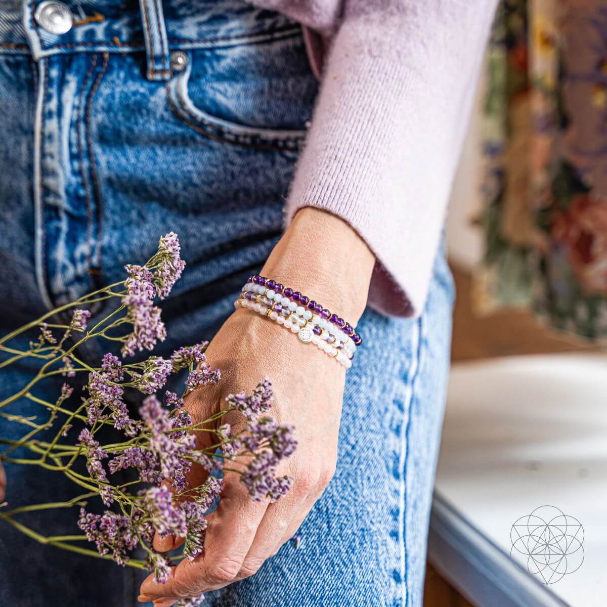 Anxiety-Free Crystal Bracelet Set of 4 – Soothing Calm